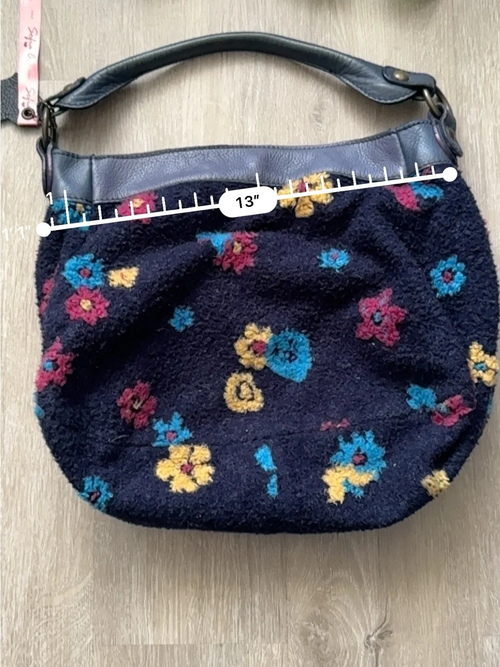 Sofia. C Blue Handbag Hobo Bag Felt Wool & Leather
